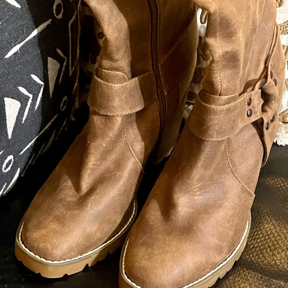 Carlos by Carlos Combat Moto Boots with Buckle Details